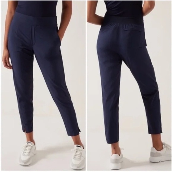 Athleta Pants - Athleta Brooklyn Ankle Pants Navy Blue Active Athleisure Casual Women 14 Petite